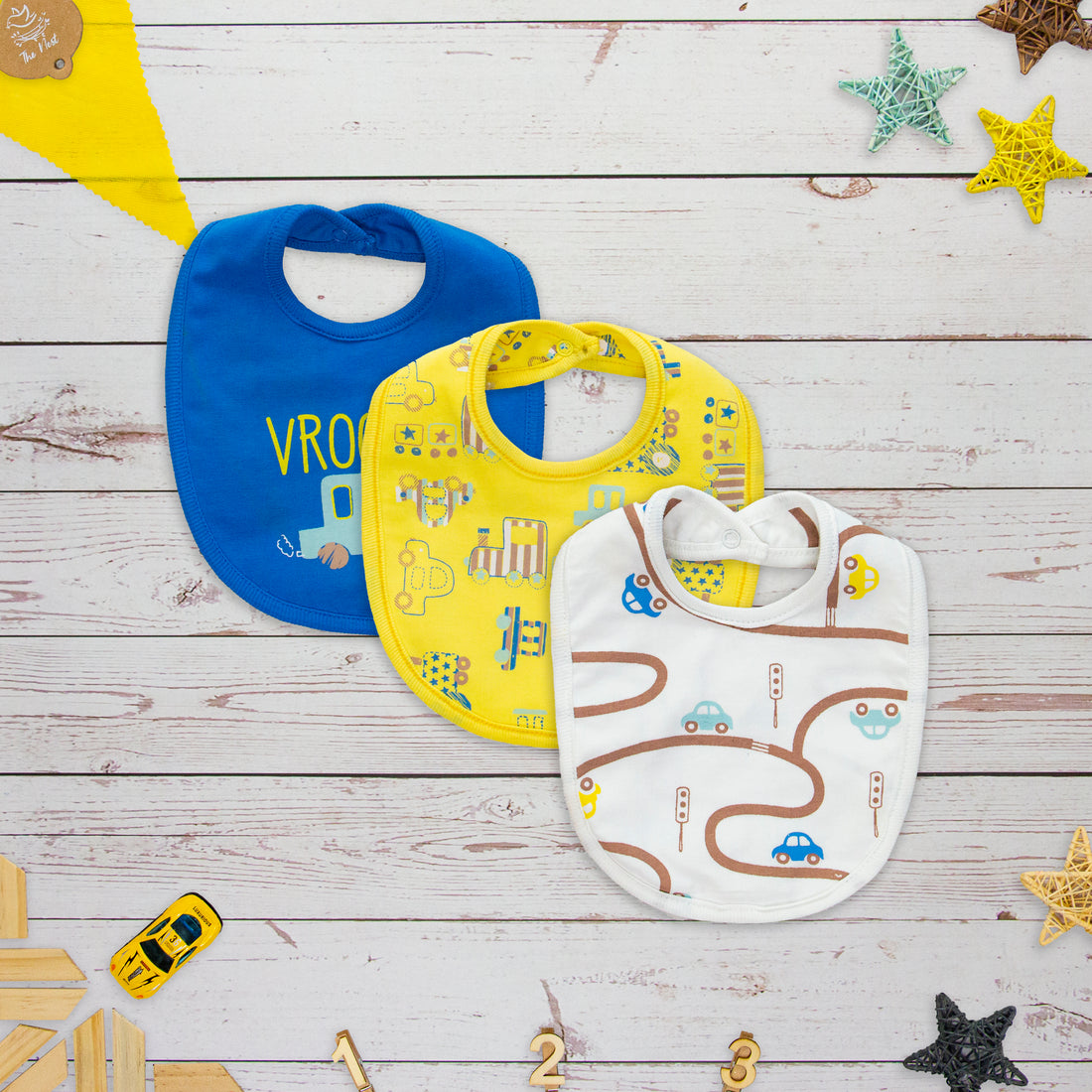 CARS-Baby Vroom Blue Bib Pack of 3