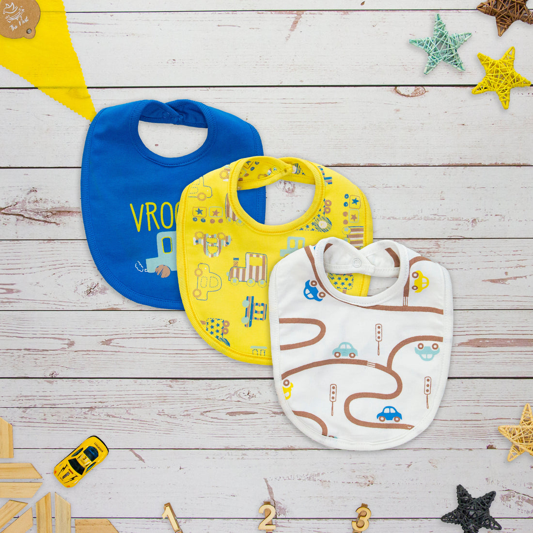 CARS-Baby Vroom Blue Bib Pack of 3