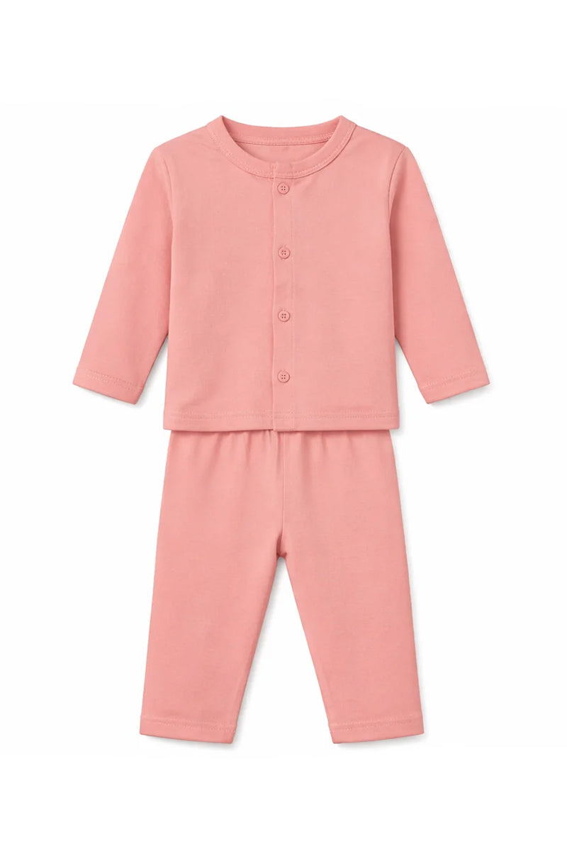 Jabla Pajama Set Peach Pink Soft Button Front