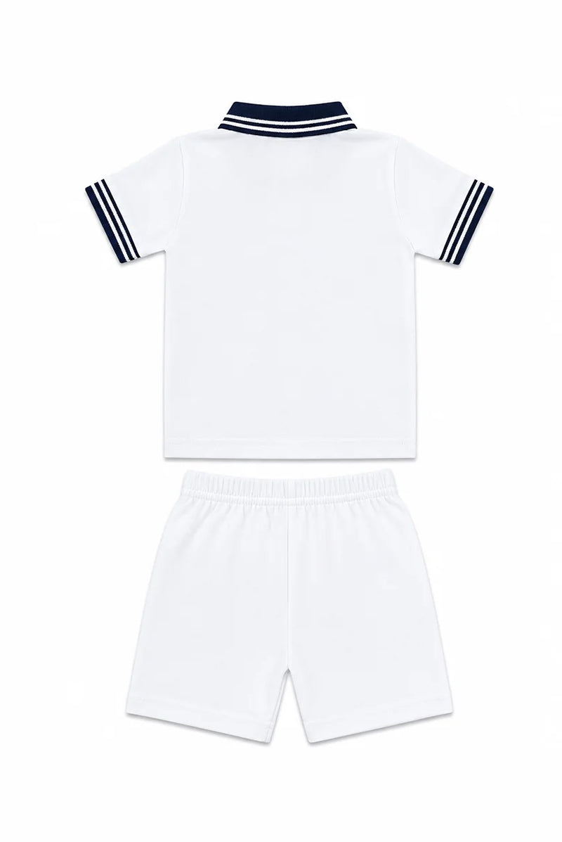 Polo T-Shirt & Short Set: Premium Cotton White Casual Essentials