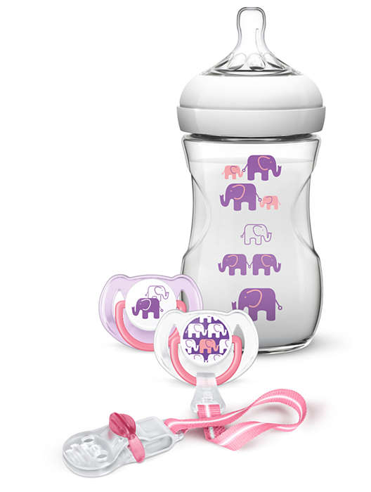 Philips Avent Natural 260ML Elephant Design Gift Set (SCD628/13)