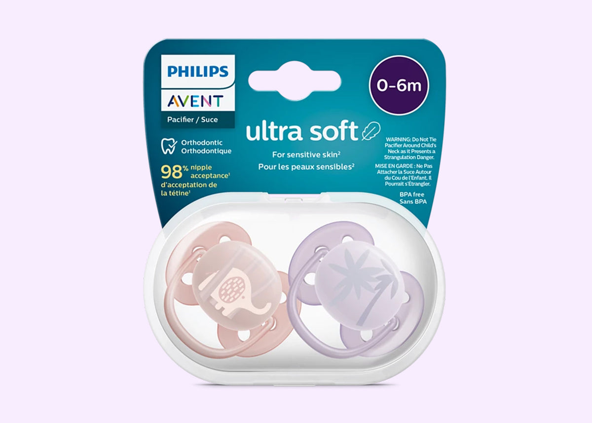 Soother Soft 0-6M (SCF091/09) Girl Plam/Elep PK2