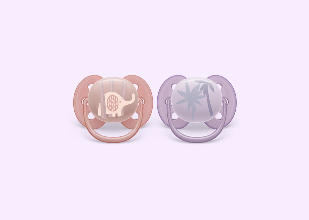 Soother Soft 0-6M (SCF091/09) Girl Plam/Elep PK2