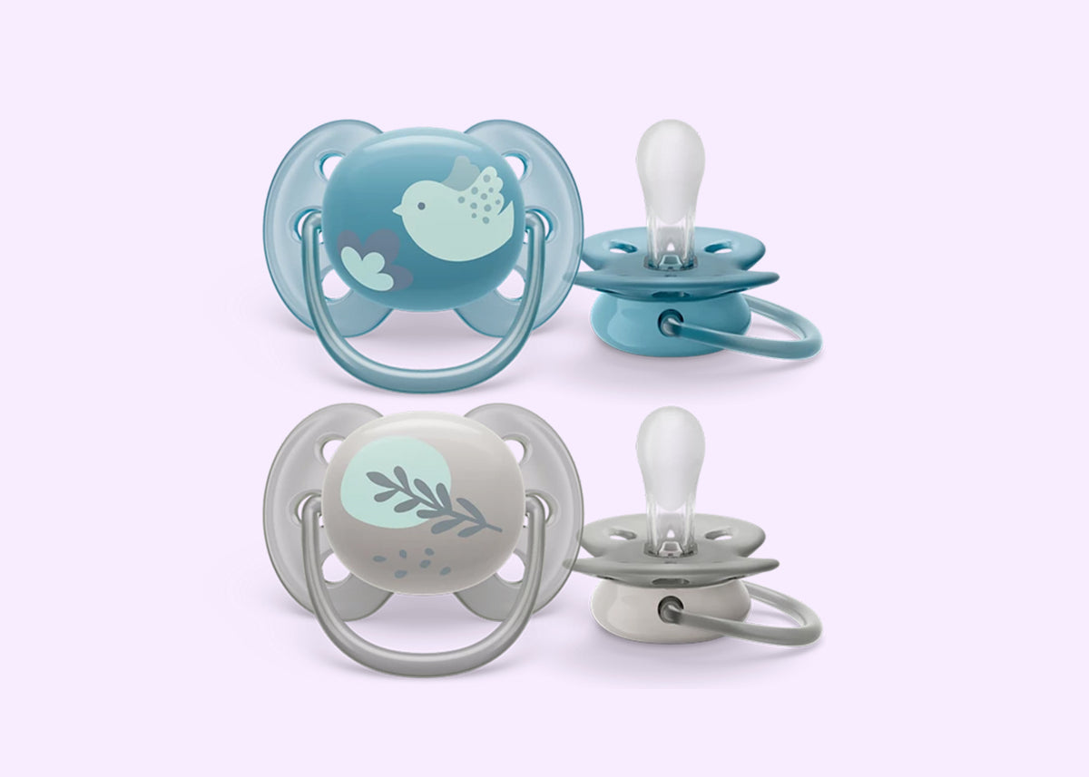 Soother Soft 6-18M (SCF091/15) Boy Bird/Leaf PK2
