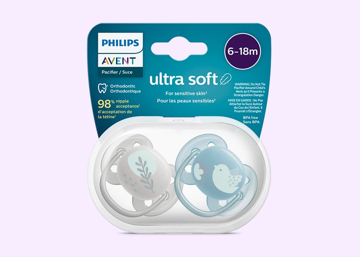 Soother Soft 6-18M (SCF091/15) Boy Bird/Leaf PK2
