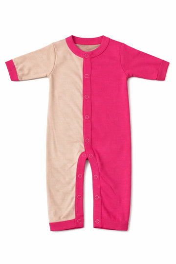 Sleeping Suit: Premium Cotton-Blend "SOLID" Pink and Beige Casual Essentials