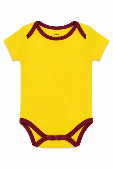 Short-Sleeve Bodysuit: Premium Cotton-Blend "Solid" Yellow Daily Casual Wear