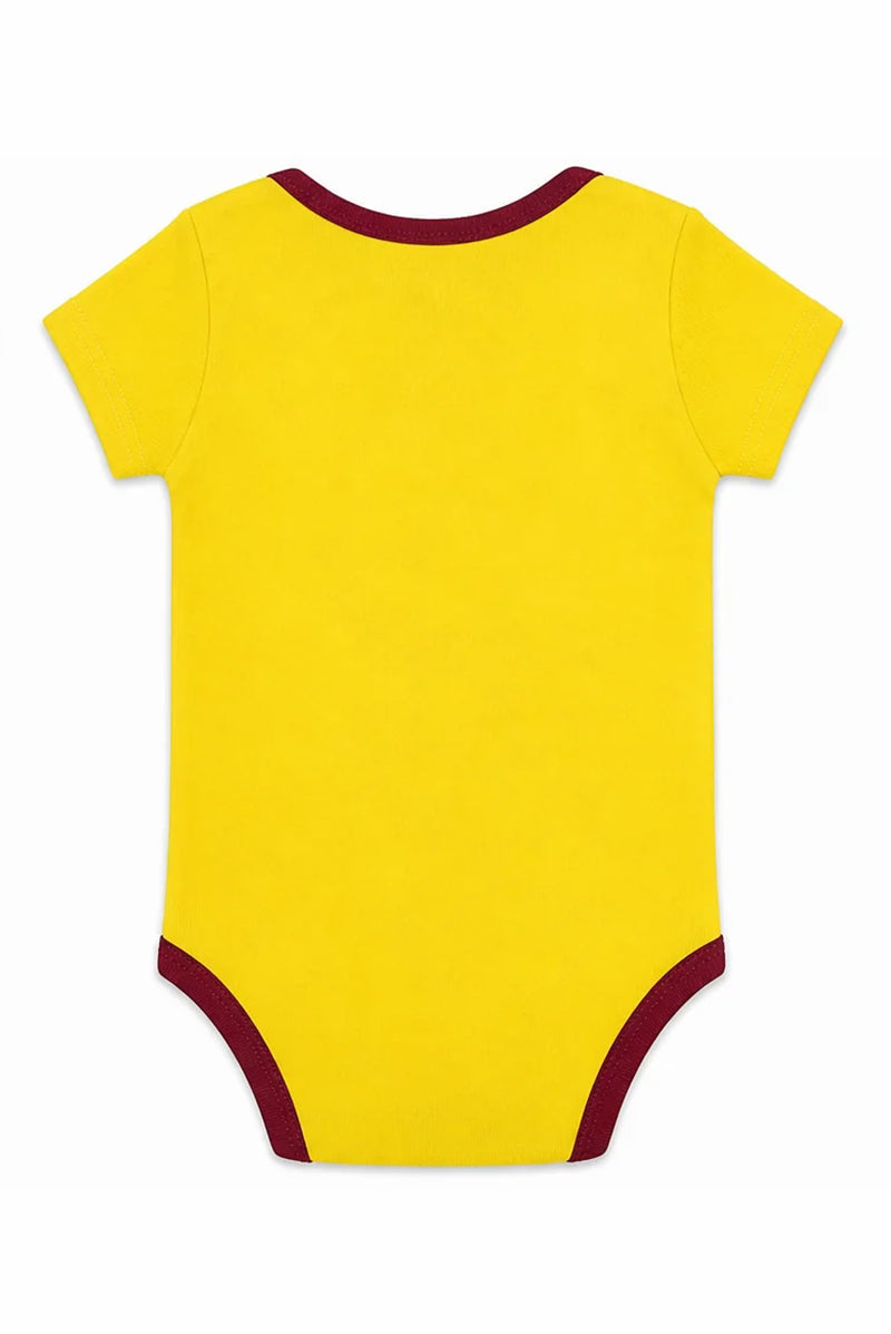 Short-Sleeve Bodysuit: Premium Cotton-Blend "Solid" Yellow Daily Casual Wear