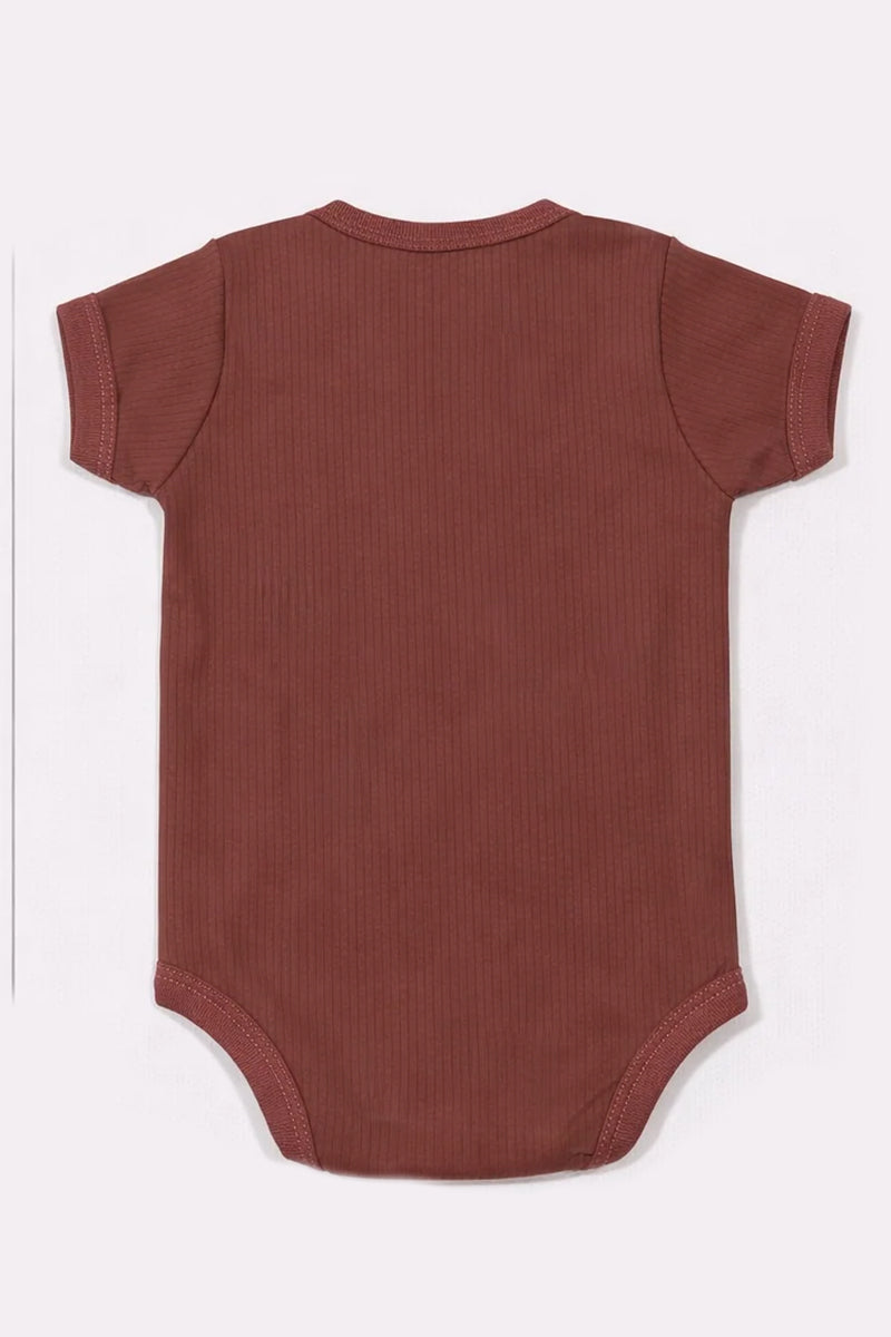 Wrap Short-Sleeve Bodysuit: Premium Cotton-Blend "Solid" Maroon Daily Casual Wear