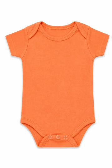 Short-Sleeve Bodysuit: Premium Cotton-Blend "Solid" Orange Daily Casual Wear