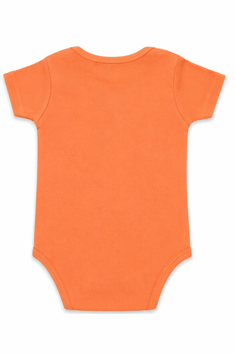 Short-Sleeve Bodysuit: Premium Cotton-Blend "Solid" Orange Daily Casual Wear
