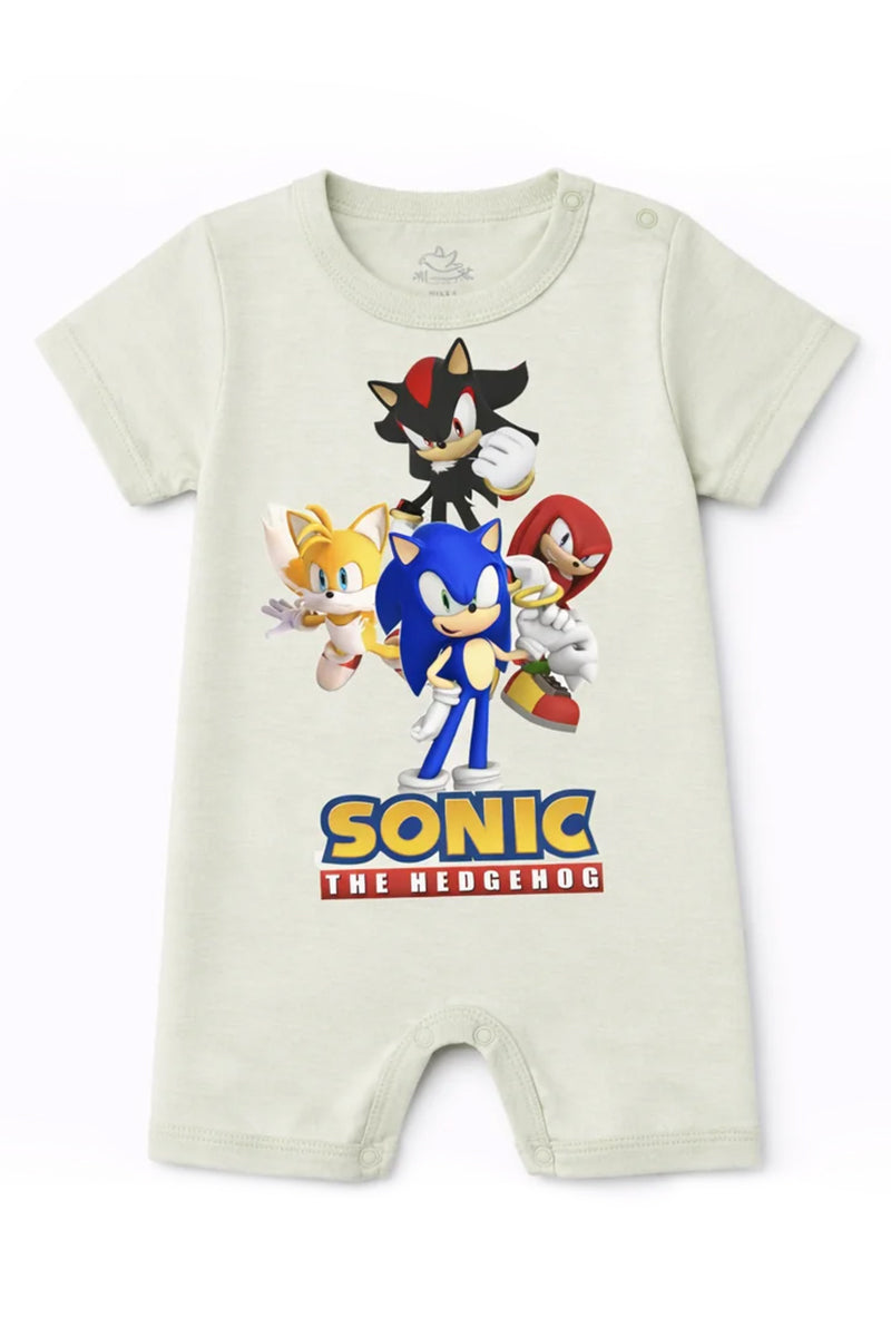 Short Sleeve Romper Green Lily Sonic Crew DTF