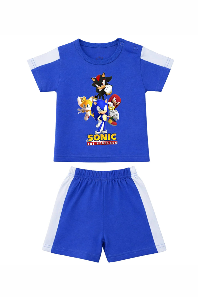T-Shirt + Shorts Set: Premium Cotton-Blend "Sonic Crew" Blue Casual Essentials