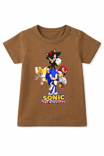 T-Shirt: Premium Cotton Brown "Sonic Crew" Graphic Casual Essentials and Active Playwear