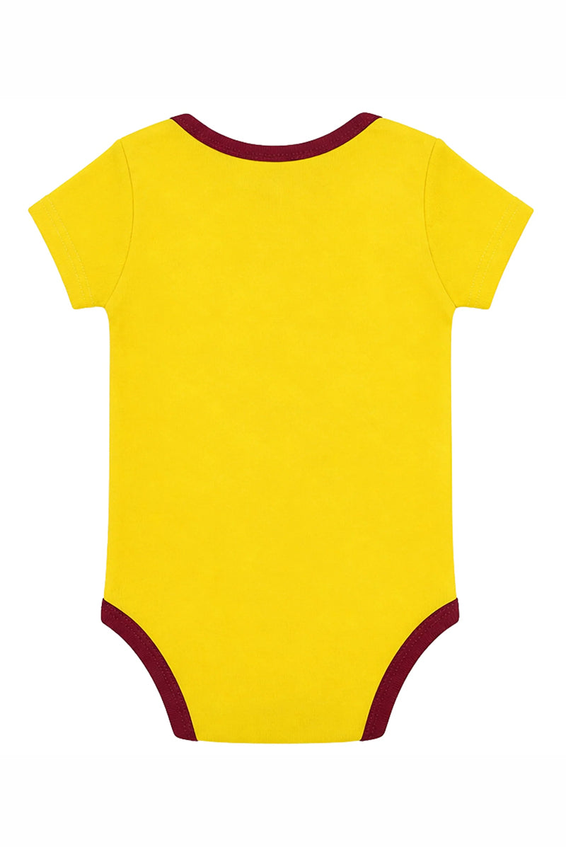 Short-Sleeve Bodysuit: Premium Cotton-Blend "Sonic Crew" Yellow Daily Casual Wear