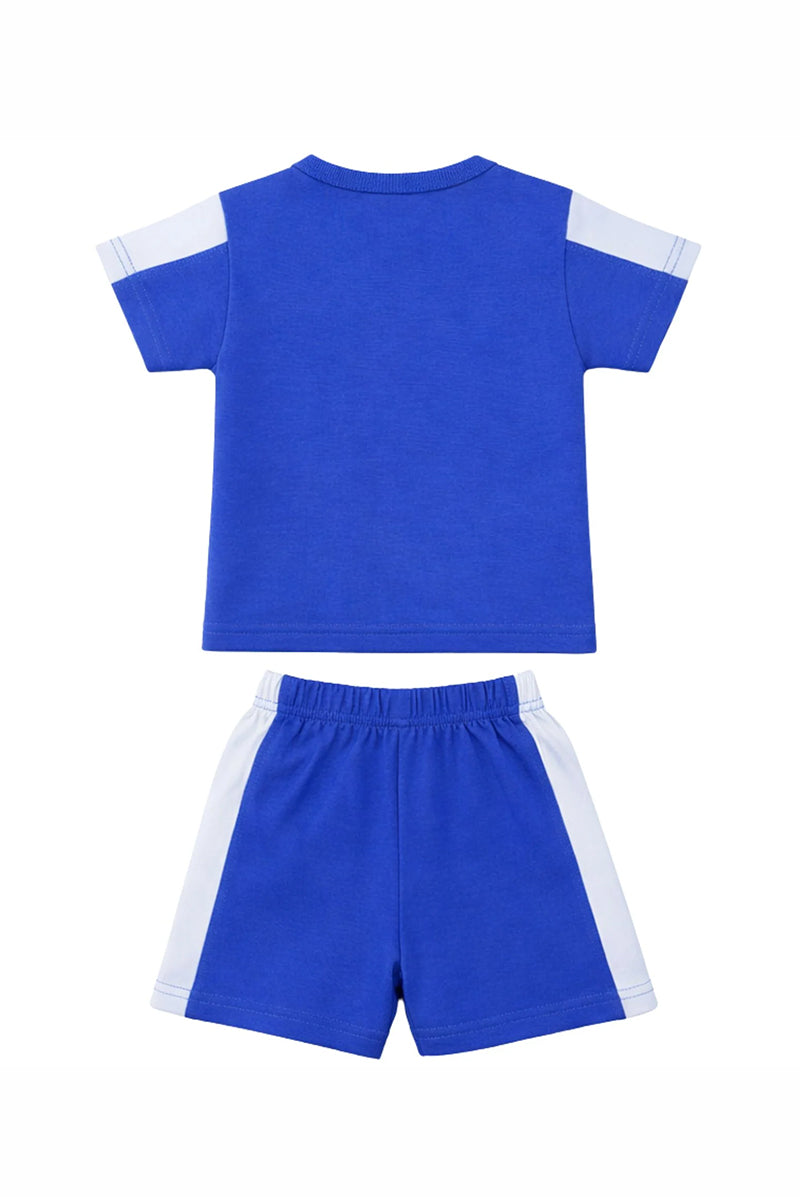 T-Shirt + Shorts Set: Premium Cotton-Blend "Sonic Crew" Blue Casual Essentials