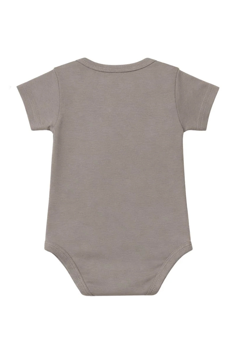 Short-Sleeve BodySuit: Premium Cotton-Blend "Sonic Crew" Graphic Grey [Active Playwear]