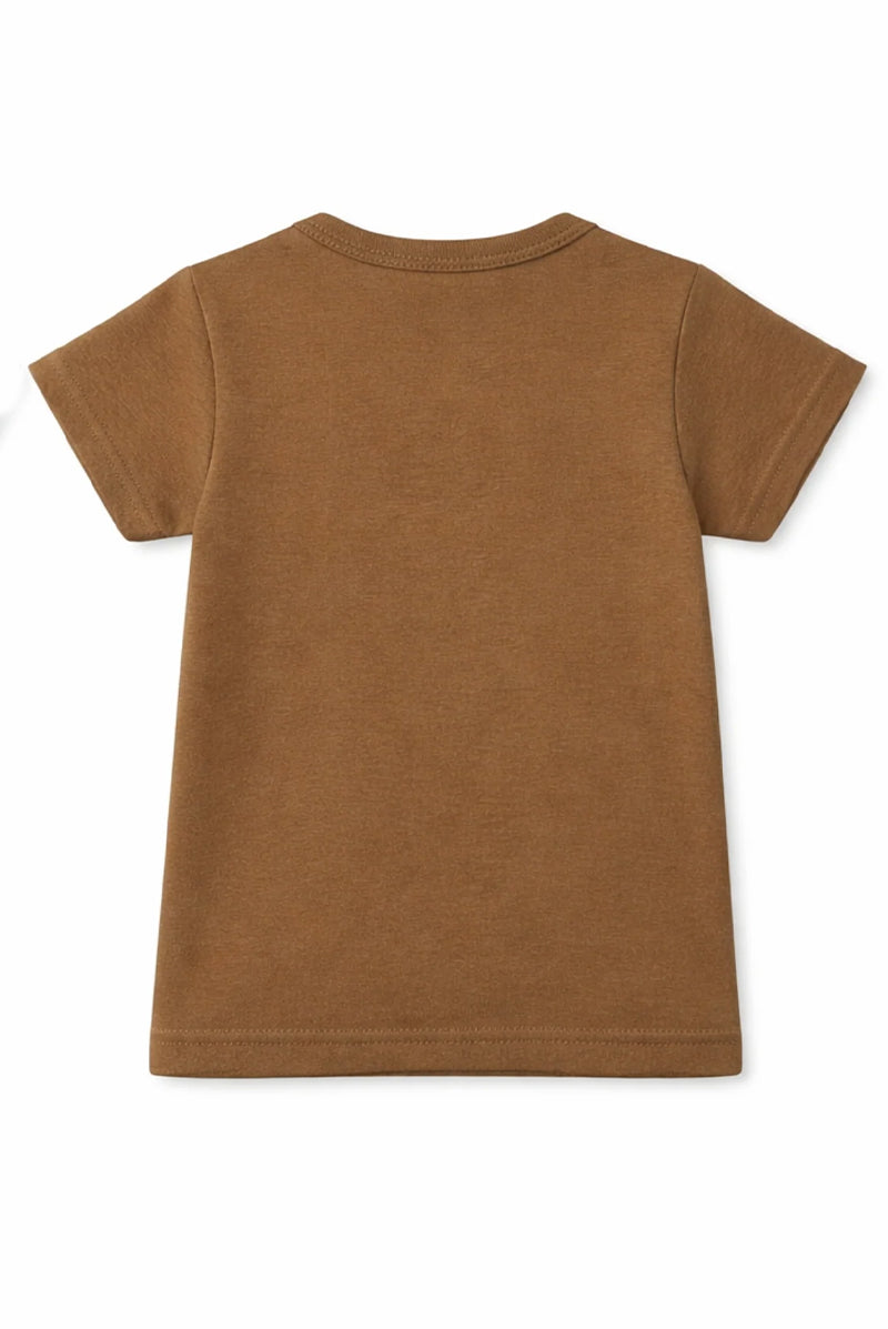 T-Shirt: Premium Cotton Brown "Sonic Crew" Graphic Casual Essentials and Active Playwear