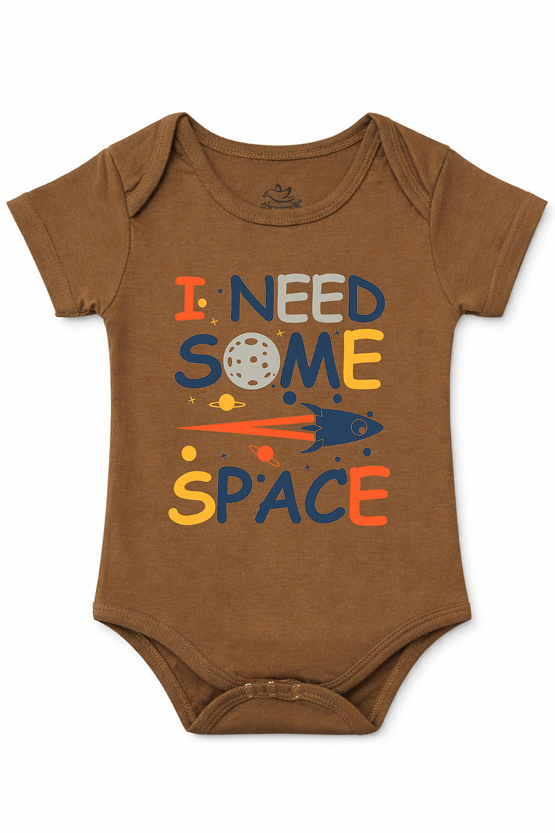 Short-Sleeve BodySuit: Premium Cotton Brown "Space" Graphic Casual Essentials and Active Playwear
