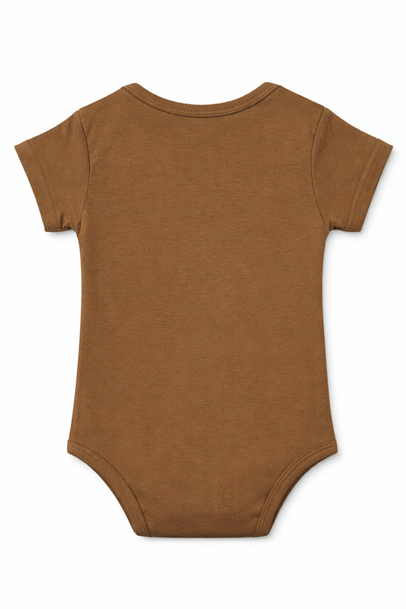 Short-Sleeve BodySuit: Premium Cotton Brown "Space" Graphic Casual Essentials and Active Playwear
