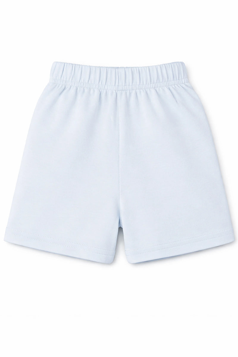 Shorts: Premium Cotton Light Blue "Space Plane" Graphic Casual Essentials and Active Playwear