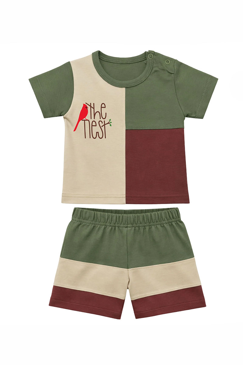 T-Shirt + Shorts Set: Premium Cotton-Blend "The Nest" Multi-Color Daily Casual Wear