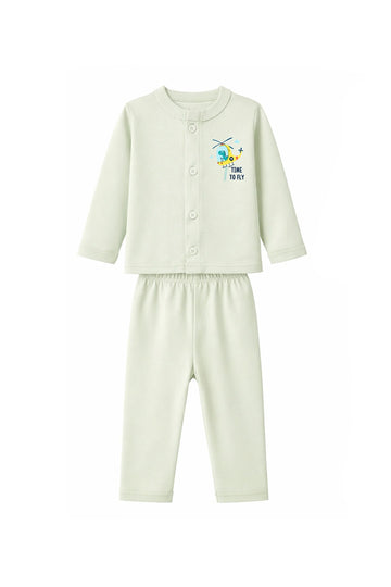 Jabla + Pajama: Premium Cotton-Blend "Time To Fly" Mint Green Casual Essentials