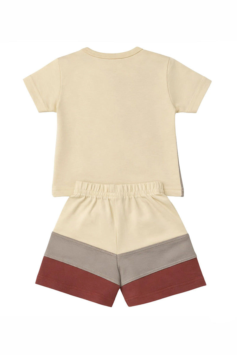 T-Shirt + Shorts Set: Premium "Time To Fly" Multicolored Casual Essentials