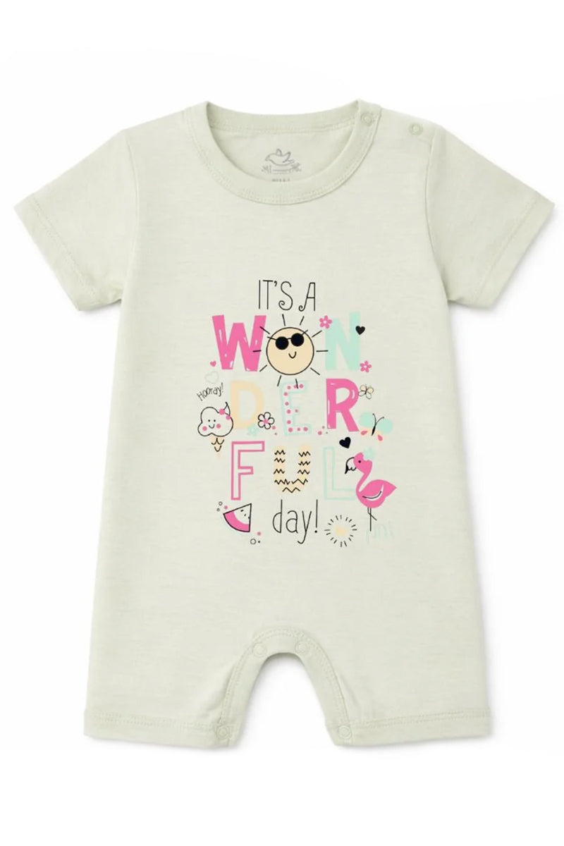 Full Length BodySuit (Romper): Off-White "Wonderful" Graphic Casual Essentials