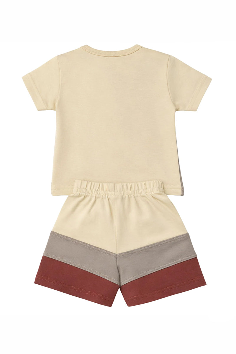 T-Shirt + Shorts Set: Premium "Wooden Plane" Multicolored Casual Essentials