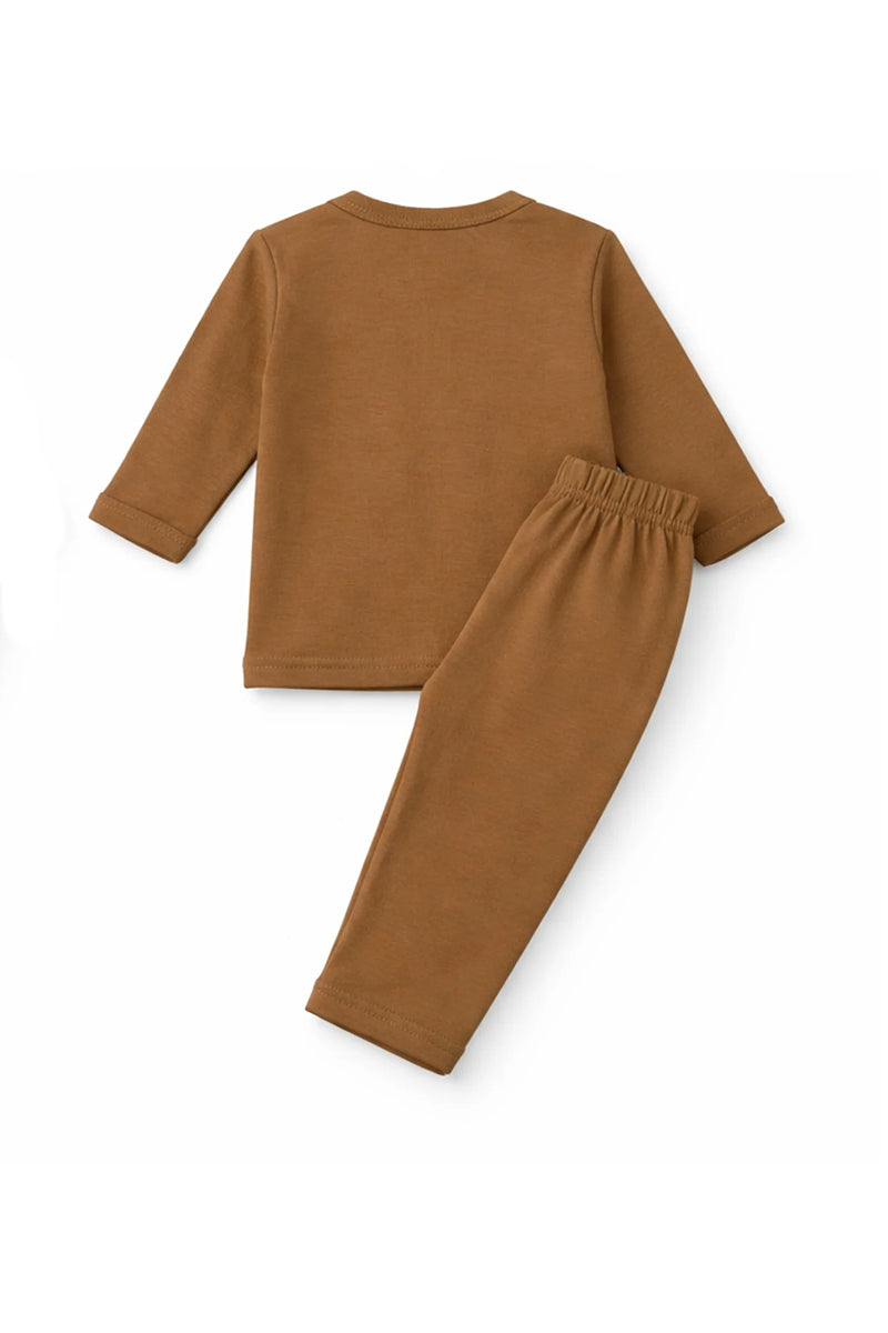 Jabla + Pajama: Premium Cotton-Blend "Wooden Plane" Caramel Casual Essentials