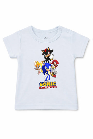 Short Sleeve T-Shirt: Premium Cotton Light Blue "Sonic Crew" Graphic Casual Essentials and Active Playwear