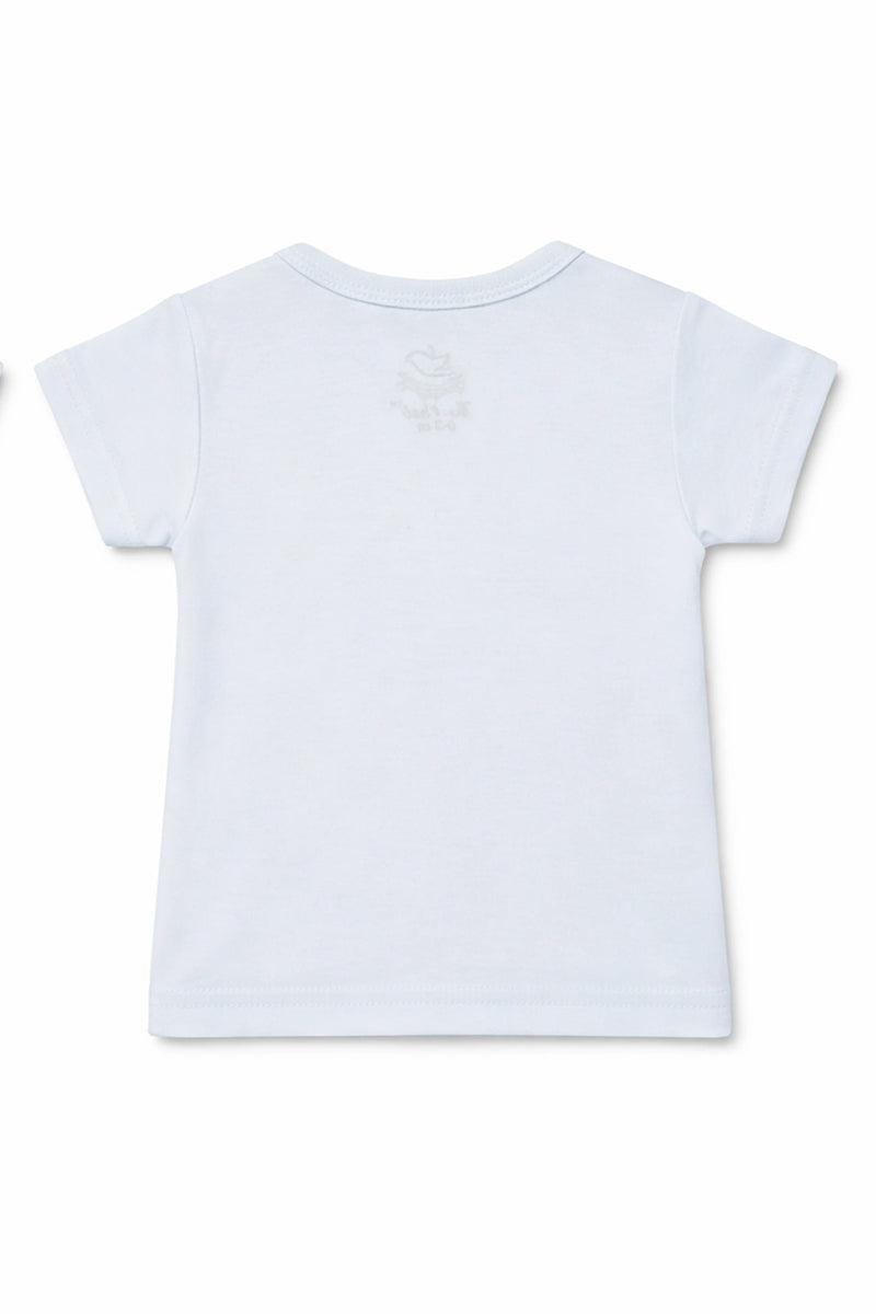 Short Sleeve T-Shirt: Premium Cotton Light Blue "Sonic Crew" Graphic Casual Essentials and Active Playwear