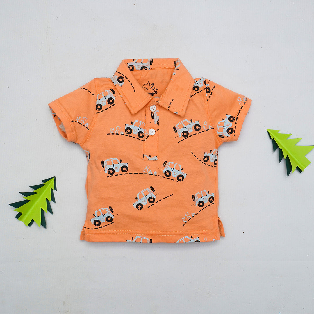 Orange Cars Collar Shirt