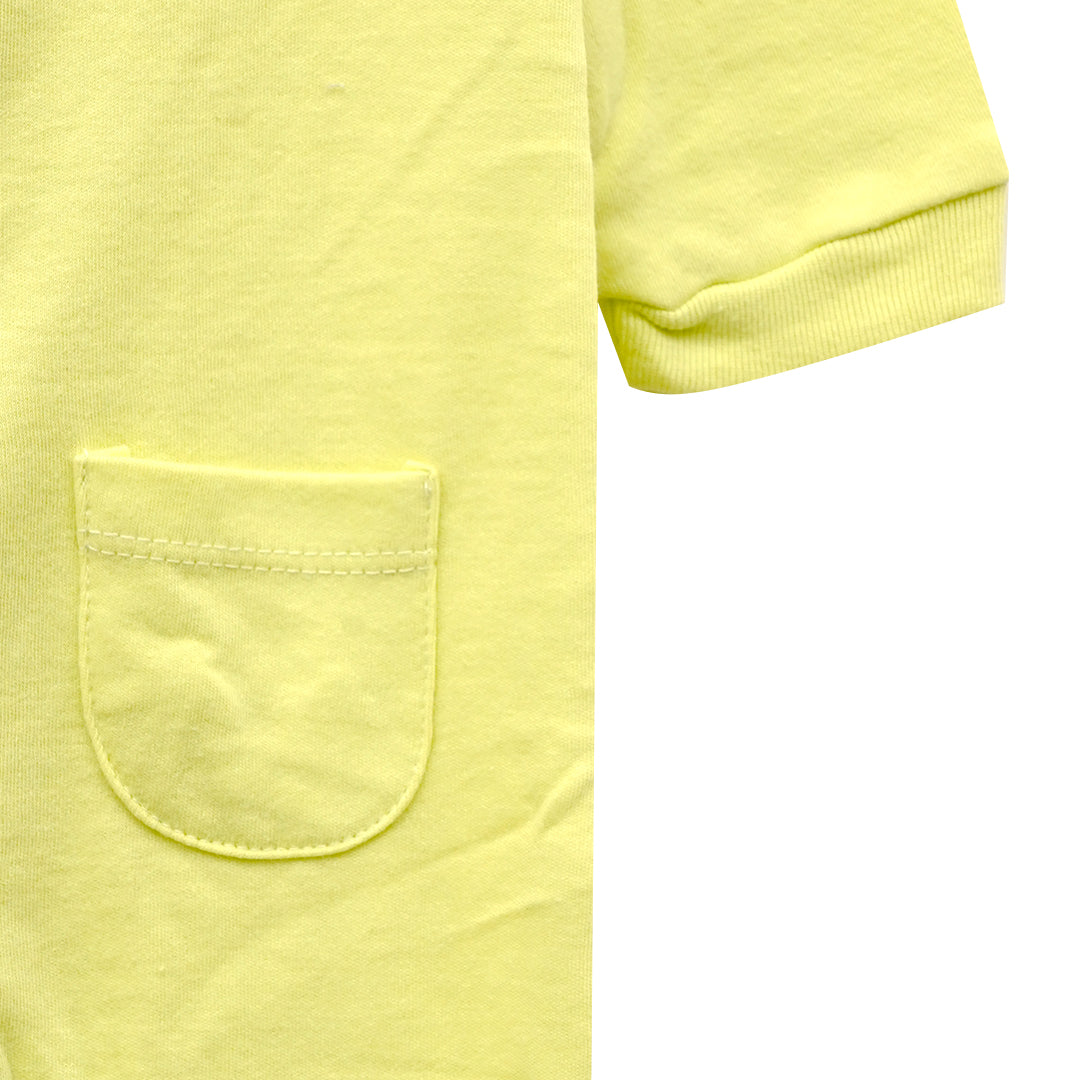 Pastel Yellow Fitted plain sleeping suit